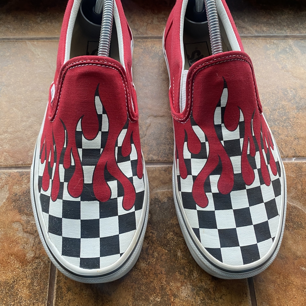 Converse Men's Red Flame Checkered Sneakers
